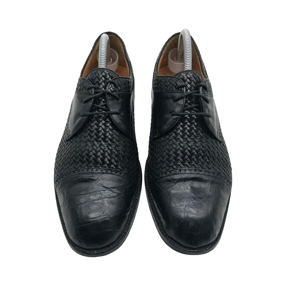 Mezlan Shoes Mens Size 9.5 Black Crocodile Woven Salinas Cap Toe Derby Dress